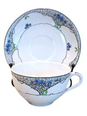 Vintage Blue Bell Teacup & Saucer Coffee by ROYAL STAFFORDSHIRE England Numbered